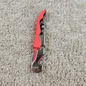 TrueTap Wine Opener Red Double Hinged Waiters Corkscrew Foil Cutter